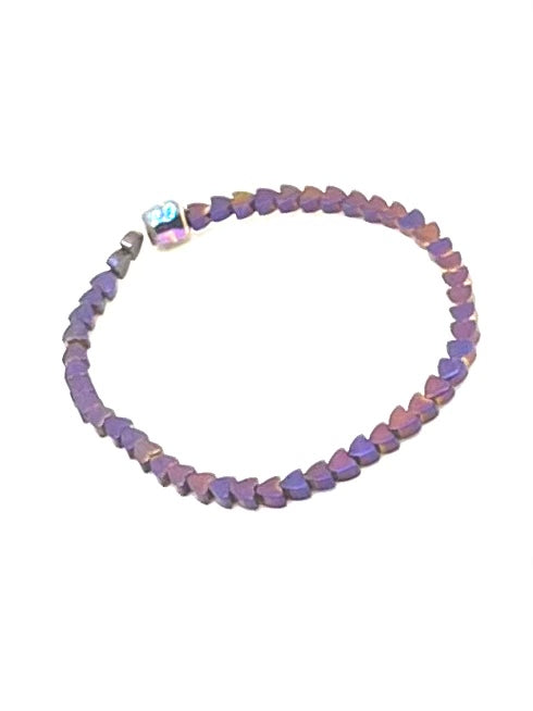 Hematite Purple Heart Bracelet