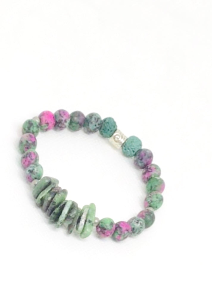 Ruby in Zoisite with Chipped Natural Gemstone Bracelet