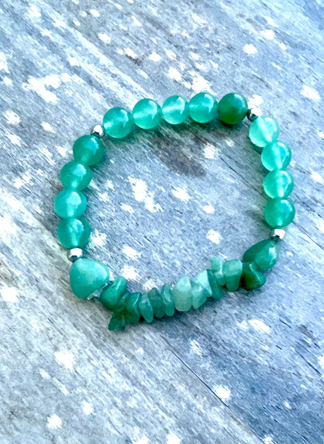 Green Aventurine Chipped & Heart Gemstone Bracelet