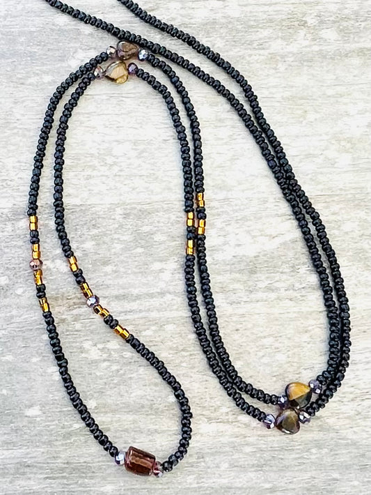 Black Tigers Eye Heart Gemstone Waist Bead