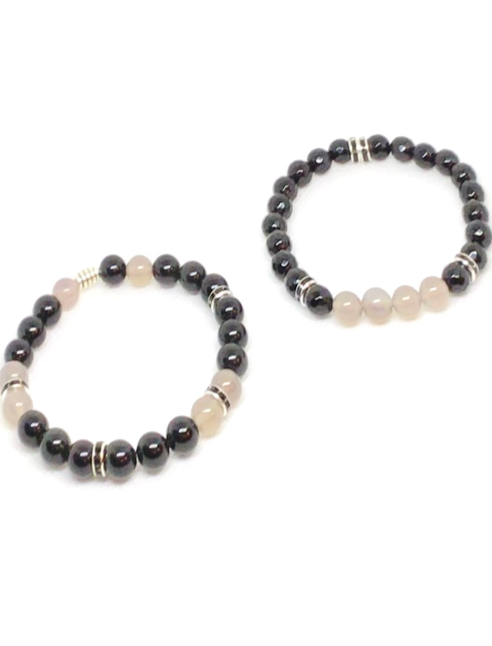 Grey Agate & Obsidian Natural Gemstone Bracelet