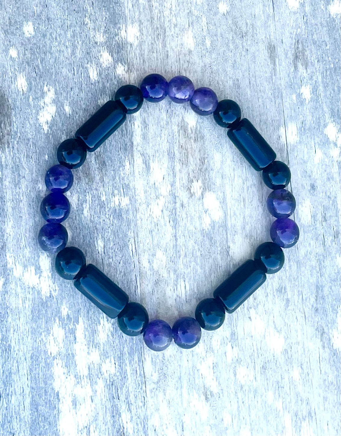 Amethyst & Obsidian Gemstone Bracelet