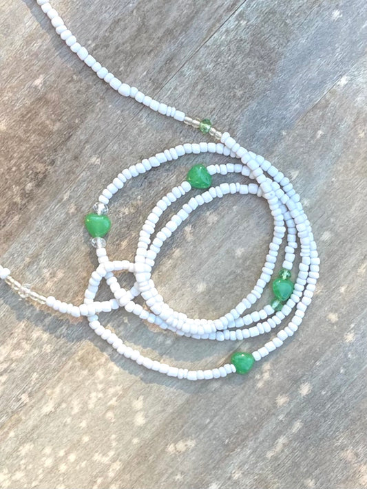 White Waist Bead Jade Heart Gemstones