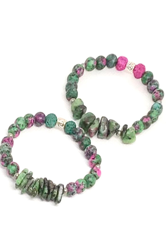 Ruby in Zoisite with Chipped Natural Gemstone Bracelet