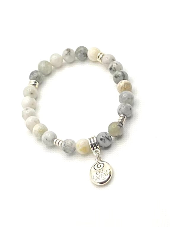 Jade (Mountain) Natural Gemstone with Charm Bracelet