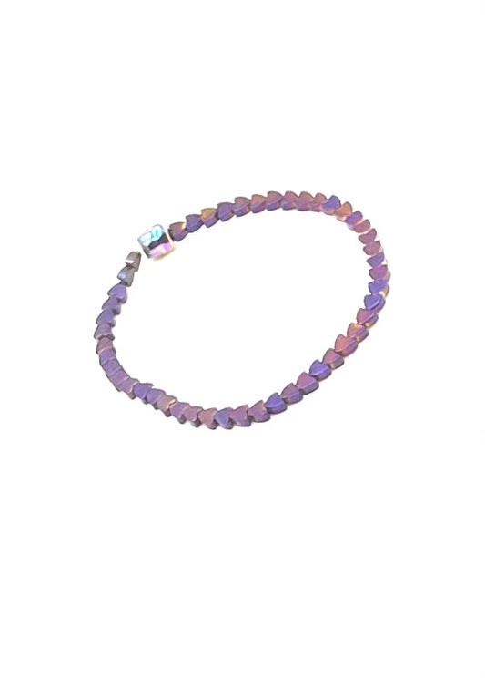 Hematite Purple Heart Bracelet