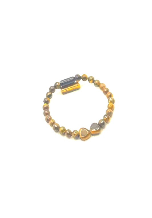 Tigers Eye Natural Heart Gemstone Bracelet