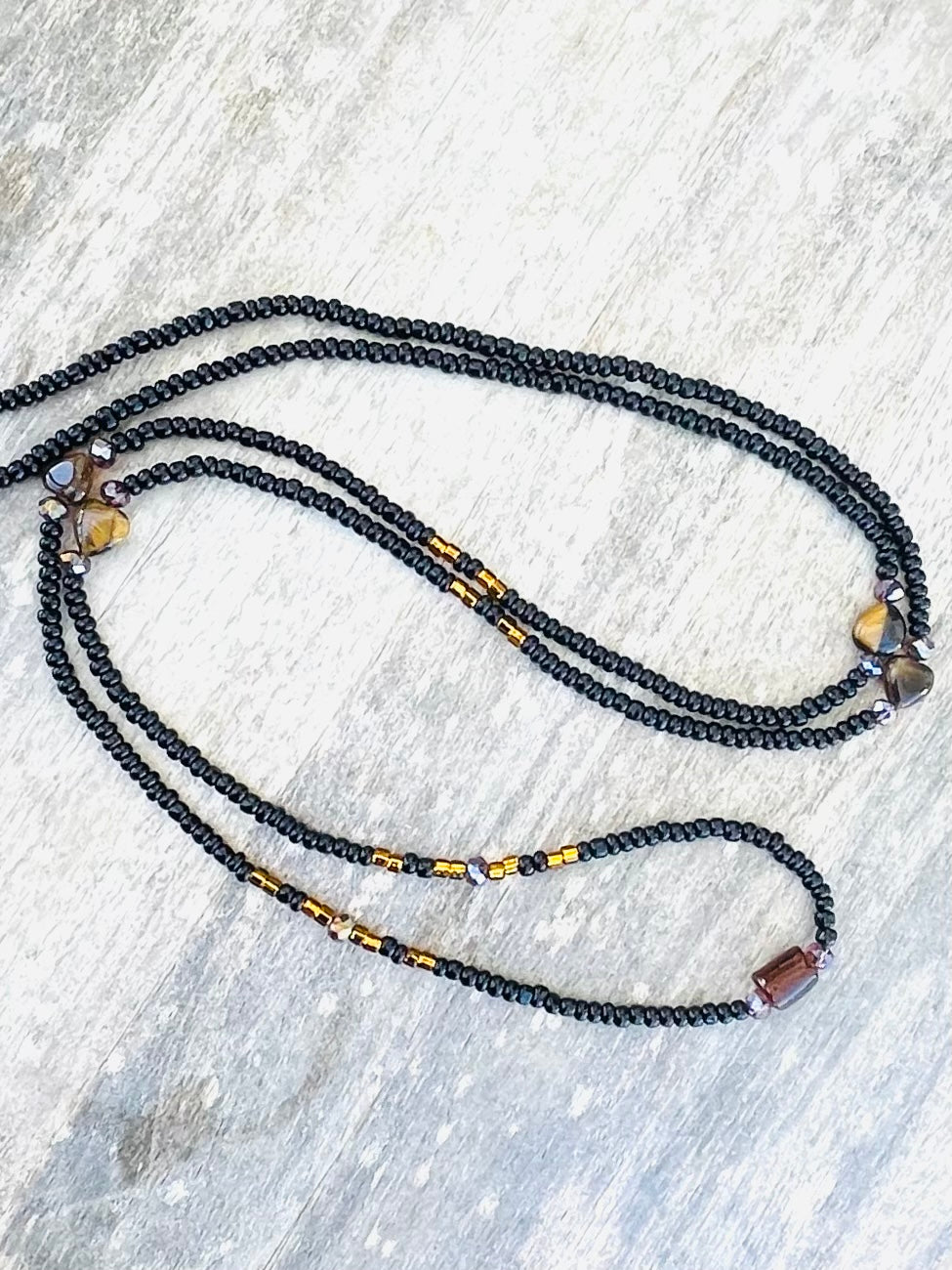 Black Tigers Eye Heart Gemstone Waist Bead