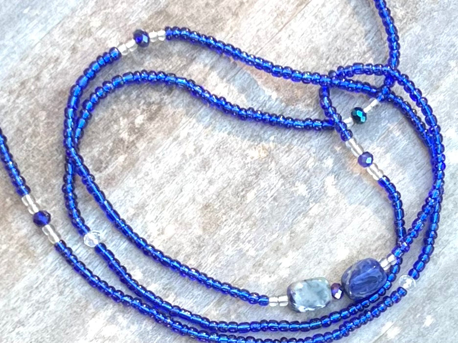 Clear Blue Waist Bead with Sodalite Gemstones