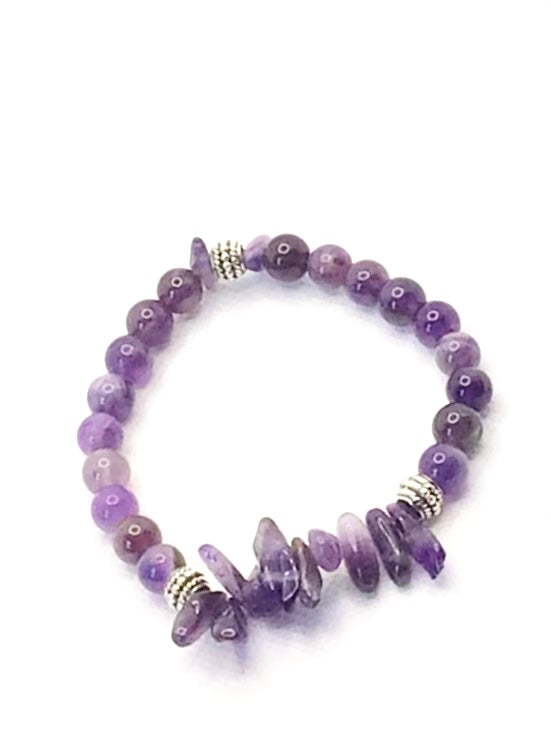 Amethyst with Chipped Natural Gemstone Bracelet