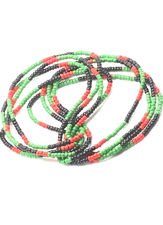 “The Culture” Green/Black/Red Waist Bead