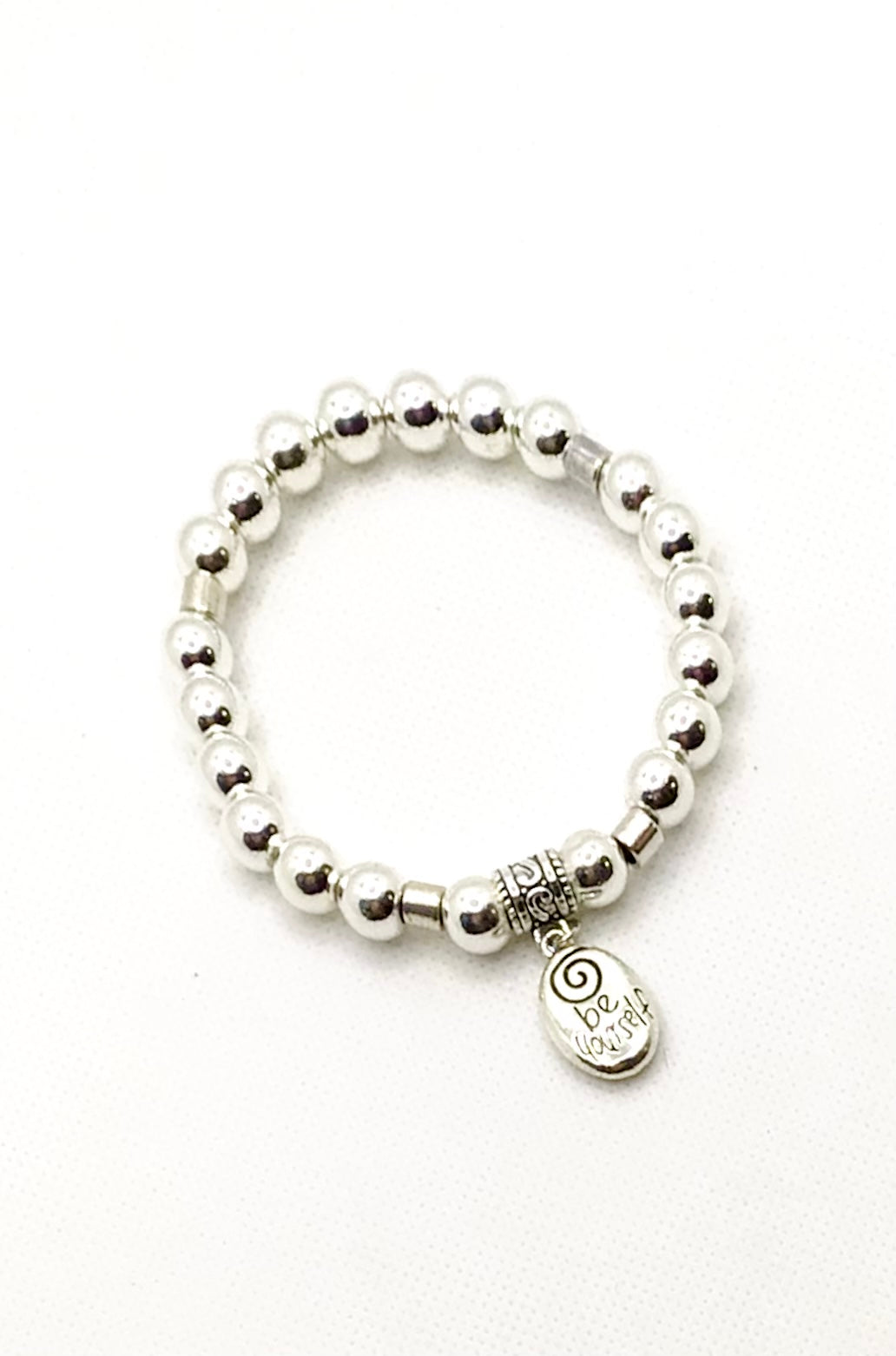 Hematite (Silver) Natural Gemstone with Charm Bracelet