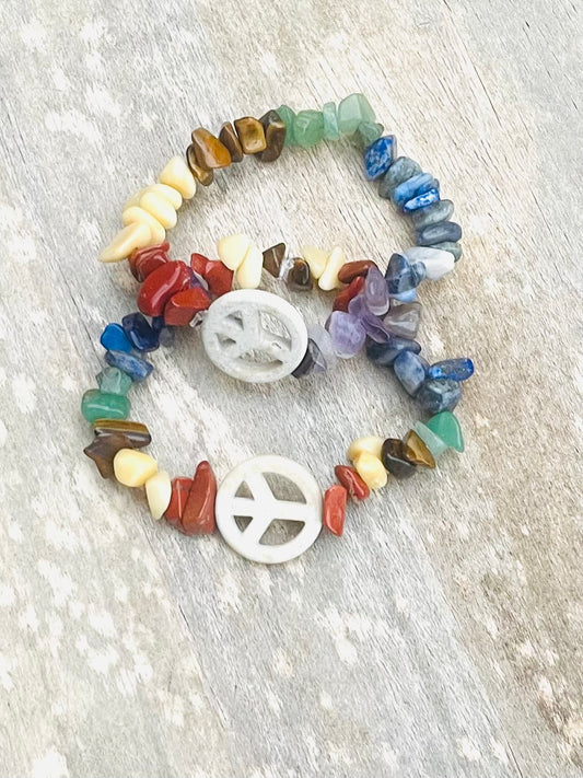 Chakra Chipped Gemstone Bracelet